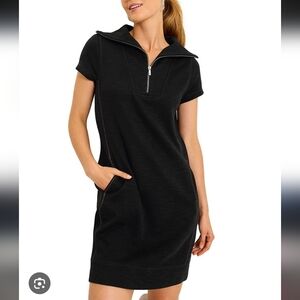 Tommy Bahama Black Short Sleeve Half Zip-Up Dress_XXS